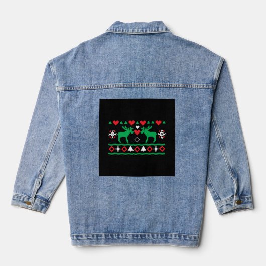 liefde voor Kerstmis Ugly Denim Jacket (Achterkant)