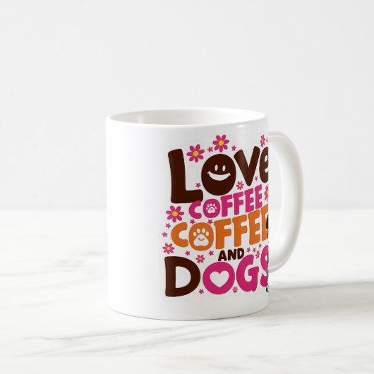 Liefde voor koffie en honden koffiemok (Voorkant rechts)