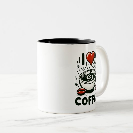Liefde voor koffie - Enthusiast's Tweekleurige Koffiemok (Voorkant rechts)