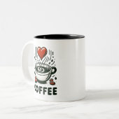 Liefde voor koffie - Enthusiast's Tweekleurige Koffiemok (Voorkant links)