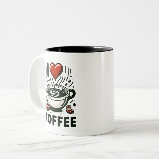 Liefde voor koffie - Enthusiast's Tweekleurige Koffiemok (Voorkant links)