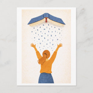 Liefde voor lezen in vintage stijl ansichtkaart briefkaart