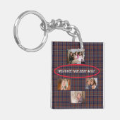 Liefde voor mama 4 foto's Tartan Plaid Sleutelhanger (Voorkant Links)