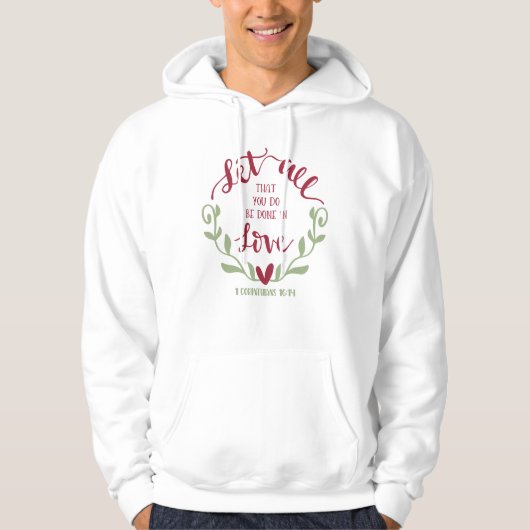 Liefde voor mannen wit en rood Basic Hooded Sweats Hoodie (Voorkant)