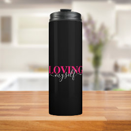 Liefde voor mezelf Roze Script Typografie Thermosbeker