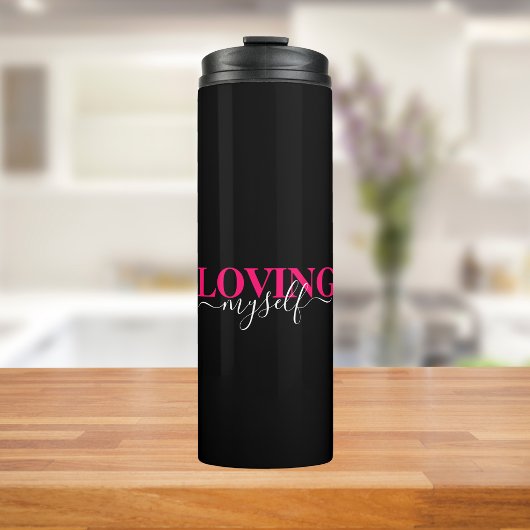 Liefde voor mezelf Roze Script Typografie Thermosbeker