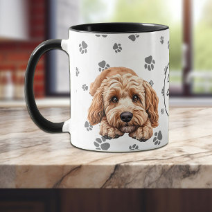 Liefde Voor Mijn Cockapoo Hond Pootafdruk Patroon Mok