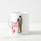 Liefde voor mijn leven, twee harten, rode harten, koffiemok (Voorkant links)