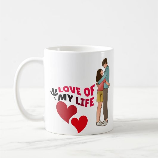 Liefde voor mijn leven, twee harten, rode harten, koffiemok (Links)