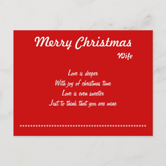 liefde voor mijn vrouw kerstbriefkaarten feestdagenkaart (Voorkant)