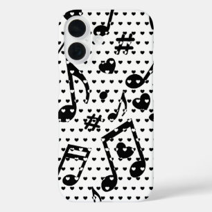 Liefde voor muziek in zwart-wit stijl iPhone 16 hoesje