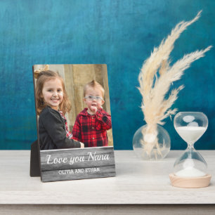 Liefde voor Nana Rustig Grijs Houten Kleinkinderen Fotoplaat