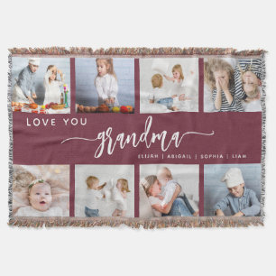 Liefde voor oma 8 foto collage bordeauxrood deken