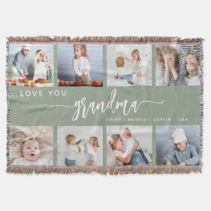 Liefde voor oma 8 foto collage salie groen deken