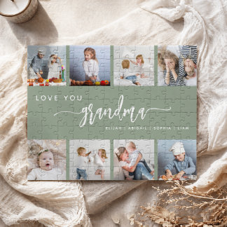 Liefde voor oma 8 foto collage salie groen legpuzzel