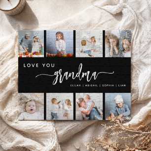 Liefde voor oma 8 foto collage zwart en wit legpuzzel
