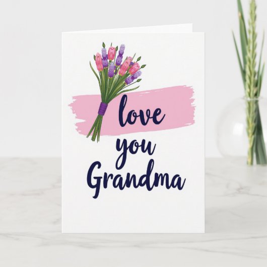 Liefde voor oma bloemkaart kaart (Voorkant)