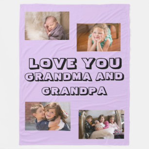 Liefde voor oma en opa Sans Serif 4 foto's Fleece Deken