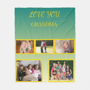 Liefde voor oma fotocollage en gouden schrift fleece deken