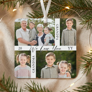 Liefde voor oma opa kleinkinderen fotocollage metalen ornament