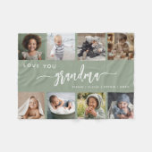 Liefde voor oma sagegroene fotocollage fleece deken (Voorkant (Horizontaal))