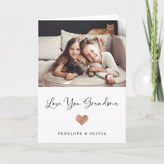 Liefde voor oma | Script en hart met foto Kaart (Voorkant)