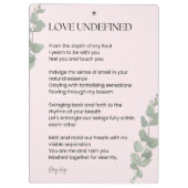 Liefde voor ongedefinieerde poëzie klembord (Achterkant)