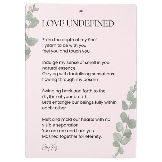 Liefde voor ongedefinieerde poëzie klembord (Achterkant)