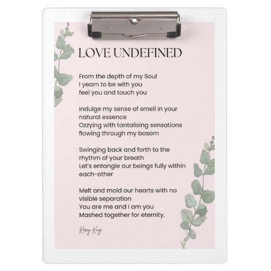 Liefde voor ongedefinieerde poëzie klembord (Voorkant)