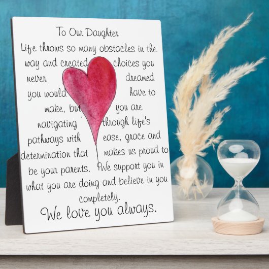 liefde voor onze dochter plaque met hart fotoplaat (Zijkant)