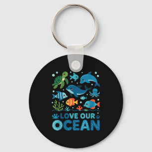 Liefde voor onze oceaan - zee dieren mariene leven sleutelhanger