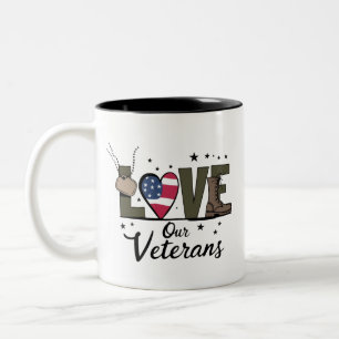 Liefde voor onze veteranendag trots militair veter tweekleurige koffiemok