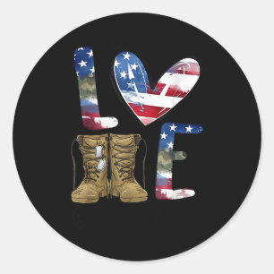 Liefde voor onze veteranendag trotse militaire Ame Ronde Sticker