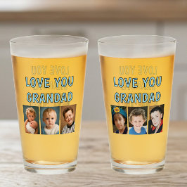 Liefde voor opa 6 foto's blauwe bier glas