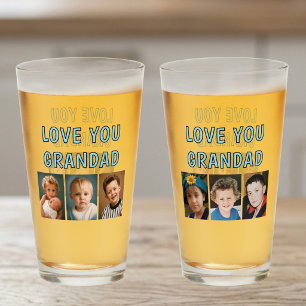 Liefde voor opa 6 foto's blauwe bier glas