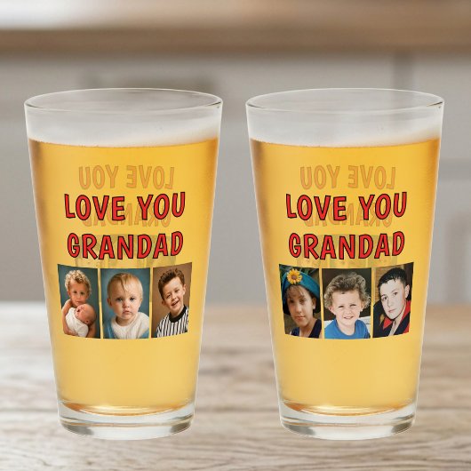 Liefde voor opa 6 foto's rode bier glas