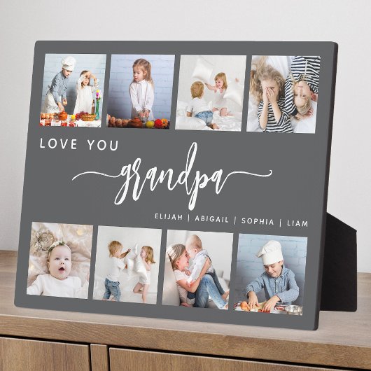 Liefde voor Opa 8 Foto Collage Grijs Fotoplaat