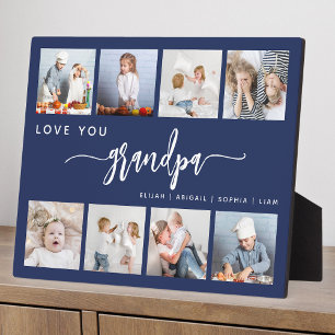 Liefde voor Opa 8 Foto Collage Navyblauw Fotoplaat