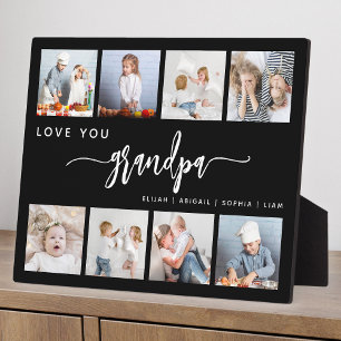 Liefde voor Opa 8 Foto Collage Zwart Fotoplaat