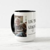 Liefde voor Opa Foto Collage Zwarte Hart Wit Mok (Voorkant links)