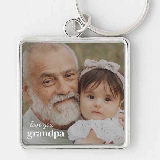 Liefde voor Opa Foto Minimalistische Sleutelhanger (Voorkant)