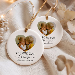 Liefde voor Opa hart Foto Kerstboom Ornament