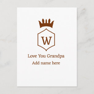 Liefde voor opa kroon naam toevoegen details bruin briefkaart