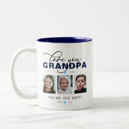Liefde voor opa/Opa/Andere 3 foto's met aangepaste Tweekleurige Koffiemok