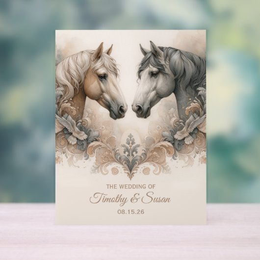 Liefde voor paarden bruiloft acryl teken acryl bord (Neutraal)