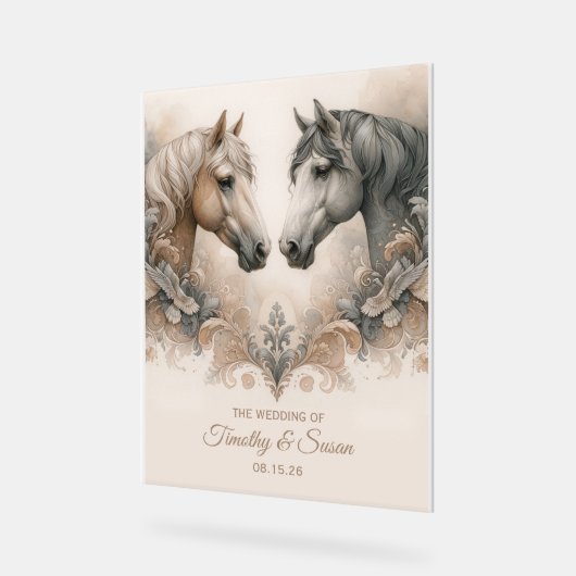 Liefde voor paarden bruiloft acryl teken acryl bord (Hoek)