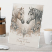 Liefde voor paarden bruiloft voetstuk teken reclamebord met voetstuk (Insitu)