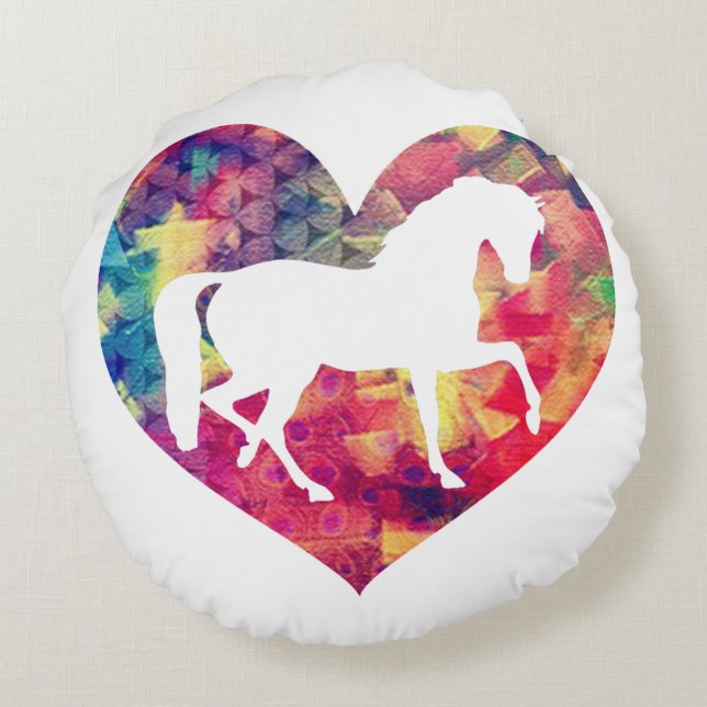 Liefde voor paarden rond kussen (Achterkant)