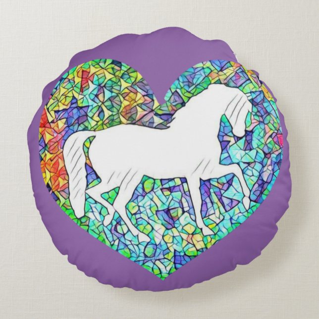 Liefde voor paarden rond kussen (Achterkant)