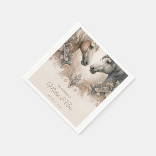 Liefde voor paarden speciale bruiloft servet (Hoek)